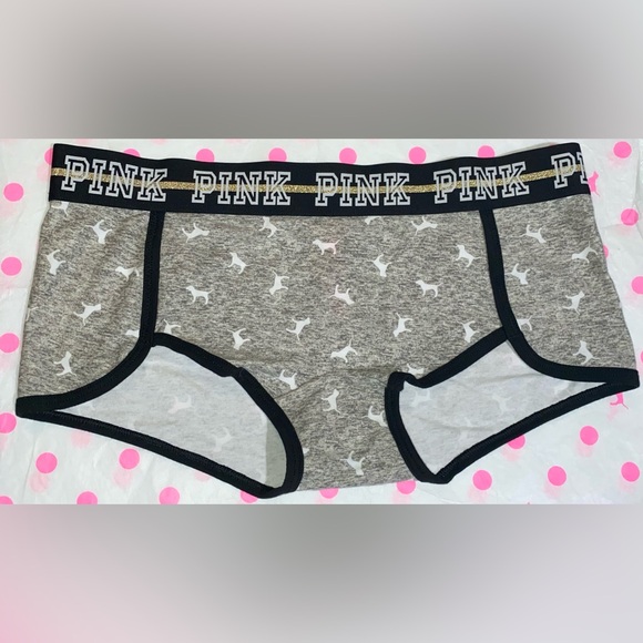 Victoria’s Secret Pink panties VS PINK logo boyshort panty PINK glitter panties - Picture 2 of 6